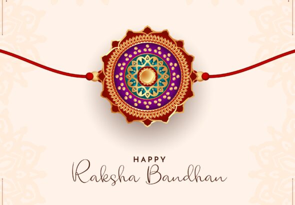 Happy Raksha bandhan hindu festival celebration card vector